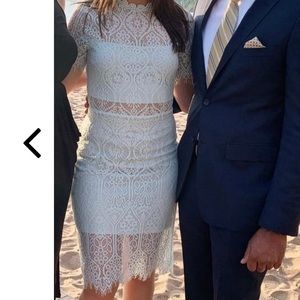 LuLus Mint Green lace midi dress